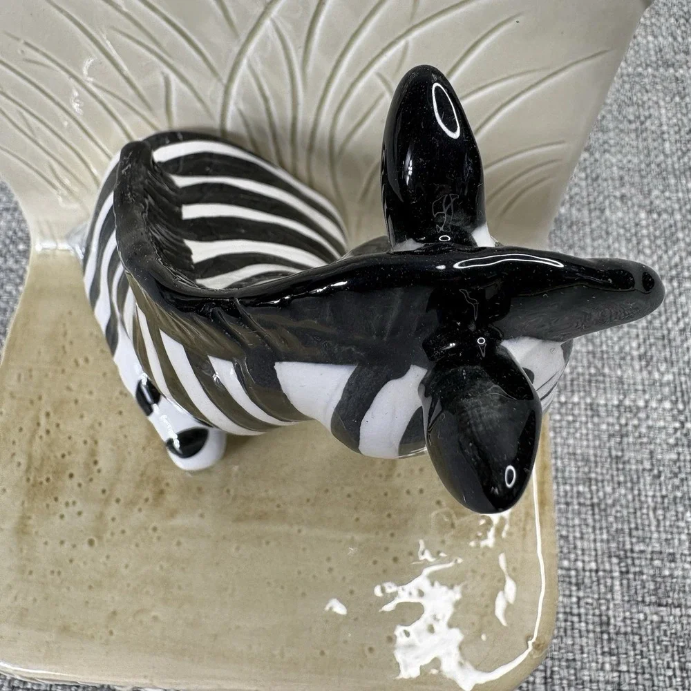 Vintage Quon-Quon Japan Ceramic Zebra Single Bookend Safari Decor 1980s‎ MCMLXXX